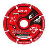 EZARC diamond cutting wheel for metal close-up highlighting dry-cut capability and durability
