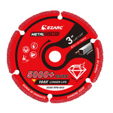 EZARC diamond cutting wheel closeup shows durable metal cutting performance.