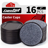Ezprotekt 4-inch round caster cups assembled, protect furniture legs and floors from scratches.