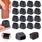Ezprotekt rectangle chair leg protector cap in black shielding hardwood floors from scratches