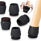 Ezprotekt round chair leg protectors on a dining chair protect wood floors.