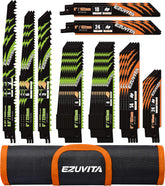 EZUVITA 36-piece reciprocating saw blade set with organizer pouch for quick blade access.