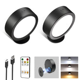 EZVALO LED wall light with rechargeable battery for all-night use.
