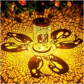 EZTZEN penguin solar lantern casts decorative patterns at dusk for cozy garden illumination.