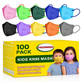 FACEMOON KN95 Kids 100-pack masks for school and travel.