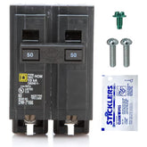 FalconSupply HOM250 50A breaker front view for reliable 240V circuits.