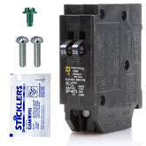 FalconSupply HOMT2020 tandem breaker front view, space-saving two-circuit solution.