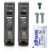 FalconSupply QO120 two-pack breakers installed in a load center for reliable 20A protection.