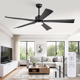 Fanbulous 60-inch black ceiling fan with light and remote for versatile living room cooling.