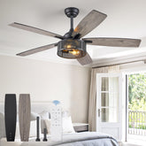 Fanbulous Farmhouse ceiling fan with 52-inch cage light for spacious living rooms.