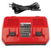 Fancy Buying dual battery charger front view for Milwaukee 18V, compact charging hub