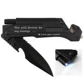 Fanfoobi pocket knife with 6 functions and LED light for versatile tasks.