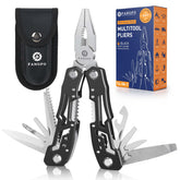 Fangfo 14-in-1 multitool with pliers ready for on-the-go repairs and adjustments.