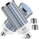 FanNicoo LED corn light front view showing broad, daylight-style illumination for a garage