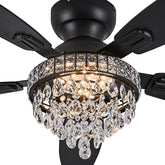 Fanyank crystal ceiling fan lights illuminate the room with elegant ambience