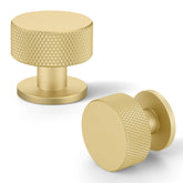 FAPUAL round knurled gold cabinet knob on a drawer for durable hardware