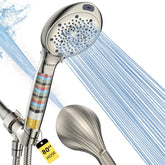 FASDUNT filtered shower head with handheld - front view showing built-in filter for cleaner water