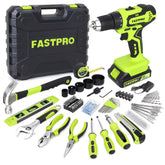 FASTPRO 177-piece drill kit in green case, ideal for quick home repairs.