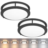 Faymart Lighting 10-inch flush mount front view in matt black for a modern bathroom.