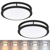 Faymart Lighting 2-pack black ceiling light angled view; compact 13-inch flush mount for modern rooms.