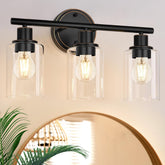 Faymart Lighting oil rubbed bronze 3-light vanity over mirror for bathroom illumination.