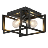 Feanron two-light flush mount industrial black ceiling light for modern spaces