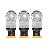 Fein Starlock E-Cut Carbide Pro blade mounted on multitool for secure, tool-free use