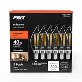 Feit Electric candle bulb 2700K soft white for chandeliers and sconces.