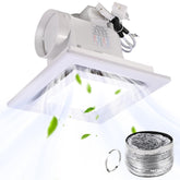 FEITON square fan with LED light — front view shows compact ceiling mount and quiet performance.
