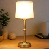 FenFud cordless bedside lamp with fabric shade for warm ambient nightstand lighting
