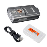 Fenix E03R v2.0 compact keychain flashlight in grey, ideal for daily carry.