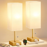 Fenmzee gold bedside lamps 2-pack illuminate bedside spaces with warm, adjustable mood lighting.