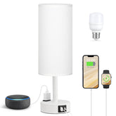 Fenmzee matte white bedside lamp base with 3-way dimming for adjustable ambiance.