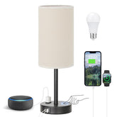 Fenmzee Touch Table Lamp with beige-base provides soft ambient light for bedrooms.
