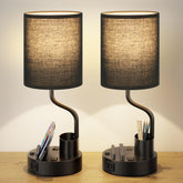 Fenmzee two-pack nightstand lamps with USB outlets for convenient charging.