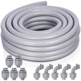 Feotech liquid-tight conduit 25ft provides durable outdoor wiring protection.