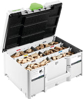 Festool Beech DOMINO tenons collection in a case for precise joinery.