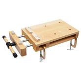 Fetcoi bench vise on beech wood emphasizes sturdy clamping for precise chiseling