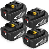 Fhybat 4-pack BL1860B battery front view for extended Makita power