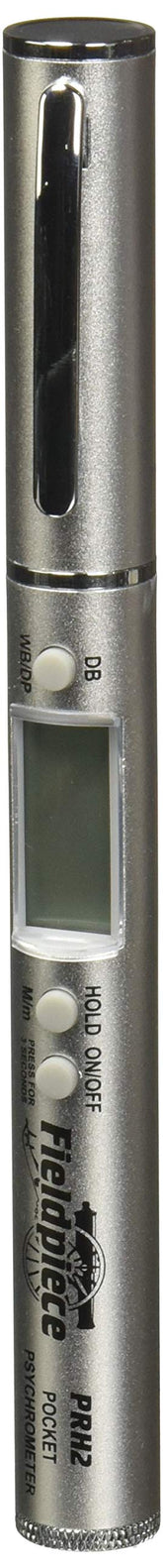 Fieldpiece PRH2 clipped to a pocket for quick on-site humidity readings