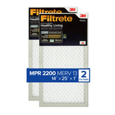 Filtrete 14x25x1 filter packaging shows two-pack for easy replacement