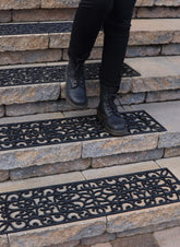 FineHous rubber stair treads outdoor 35x10 on stairs for safer outdoor steps.