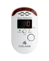 Firlarm gas leak detector front view shows clear visual status for fast gas awareness.