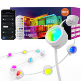 Fitop 100ft RGB outdoor light strip installed along eaves for vivid color