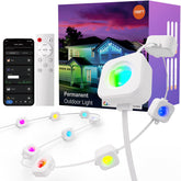 Fitop permanent outdoor lights 150ft setup creates a welcoming facade with customizable glow