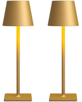 Fizrice gold cordless table lamp pair creates stylish dining ambiance.