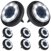 Flacchi solar ground lights 8-pack disk lights illuminate patio and path