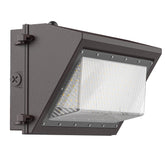 Flakeeper 120W wall pack light at dusk, ideal for perimeter security and energy savings.