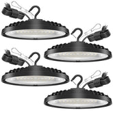 Flakeeper 150W UFO high bay light brightens warehouse spaces for better visibility.