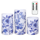 FLAVCHARM blue and white chinoiserie candle for elegant tabletop centerpiece